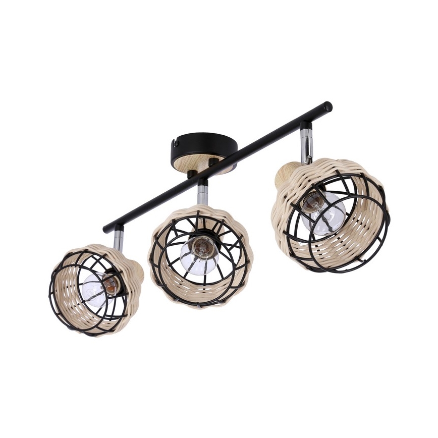 Foco TAJGA 3xE14/40W/230V ratán/negro