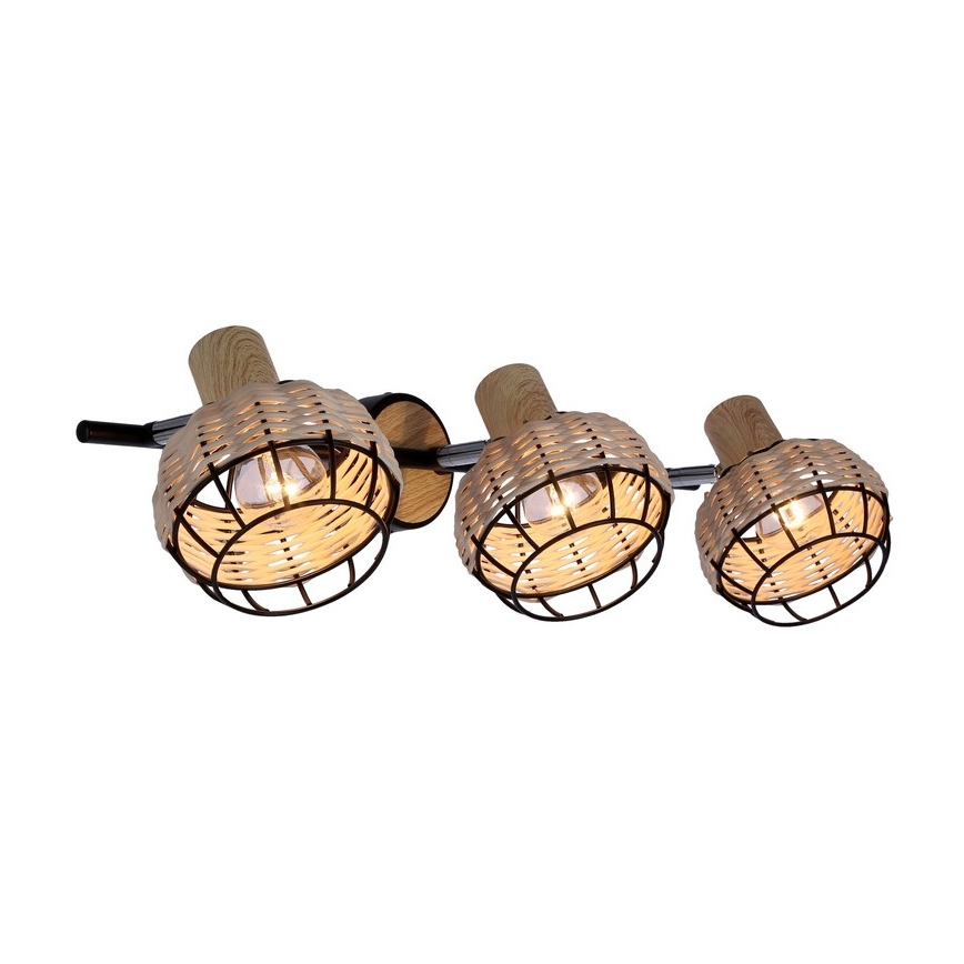 Foco TAJGA 3xE14/40W/230V ratán/negro