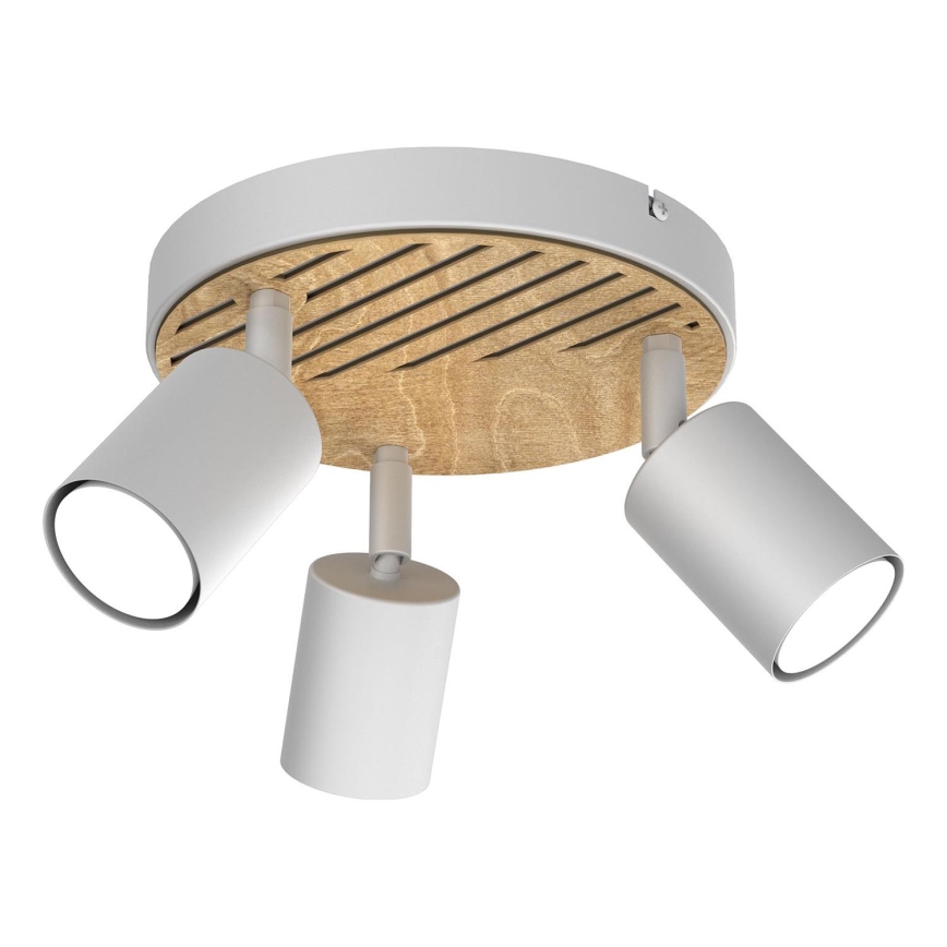Foco TERRA 3xGU10/8W/230V blanco/roble
