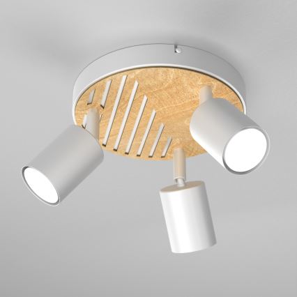 Foco TERRA 3xGU10/8W/230V blanco/roble