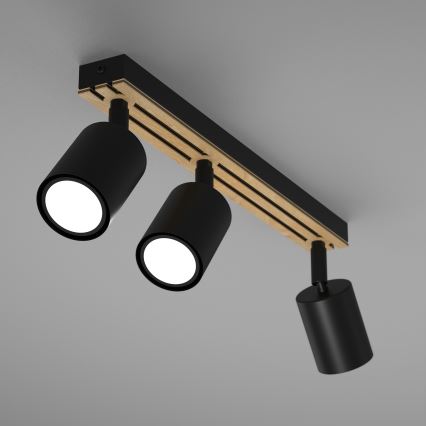 Foco TERRA 3xGU10/8W/230V negro/roble