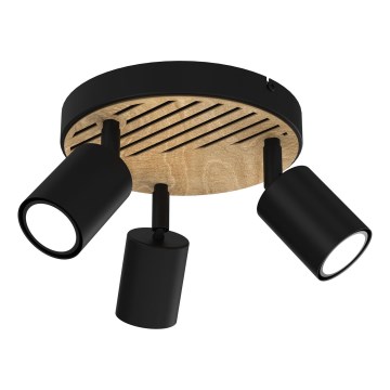 Foco TERRA 3xGU10/8W/230V negro/roble