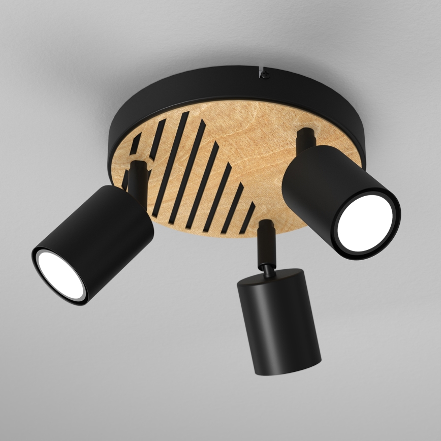 Foco TERRA 3xGU10/8W/230V negro/roble