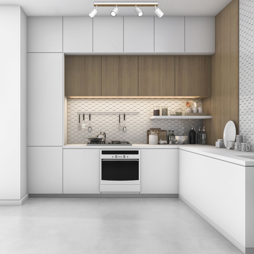 Foco TERRA 4xGU10/8W/230V blanco/roble