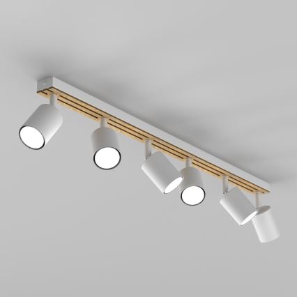 Foco TERRA 6xGU10/8W/230V blanco/roble