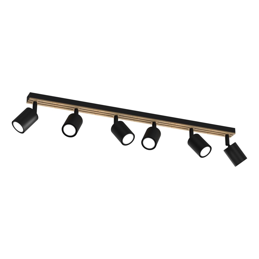 Foco TERRA 6xGU10/8W/230V negro/roble