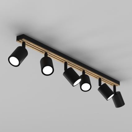 Foco TERRA 6xGU10/8W/230V negro/roble