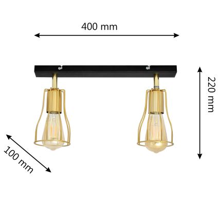 Foco TUBE 2xE27/15W/230V dorado/negro