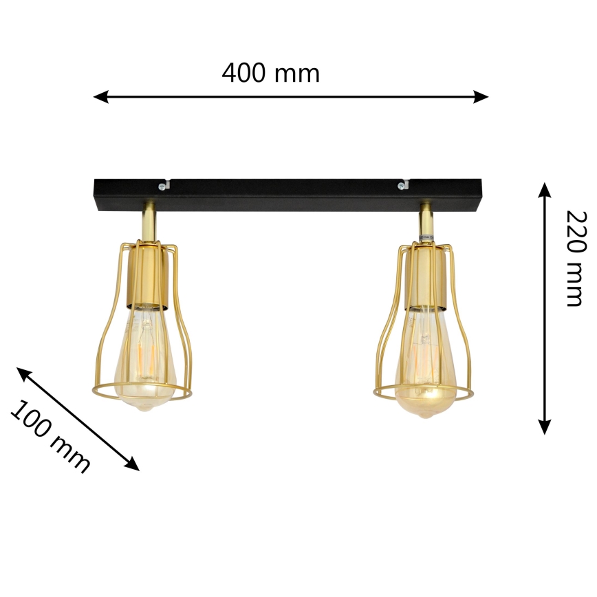 Foco TUBE 2xE27/15W/230V dorado/negro