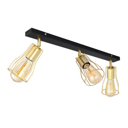Foco TUBE 3xE27/15W/230V dorado/negro