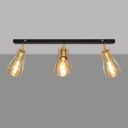 Foco TUBE 3xE27/15W/230V dorado/negro