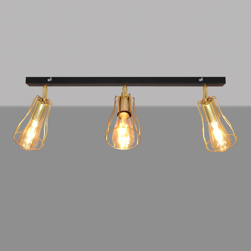 Foco TUBE 3xE27/15W/230V dorado/negro