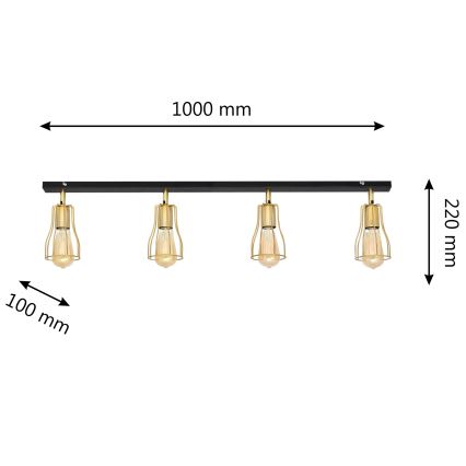 Foco TUBE 4xE27/15W/230V dorado/negro