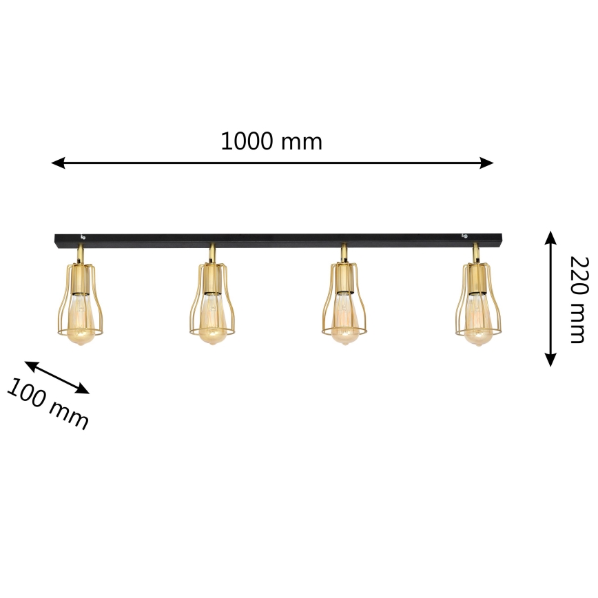 Foco TUBE 4xE27/15W/230V dorado/negro