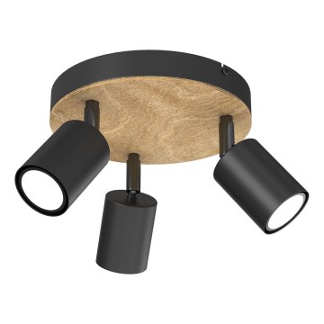 Foco TULON 3xGU10/8W/230V negro/roble