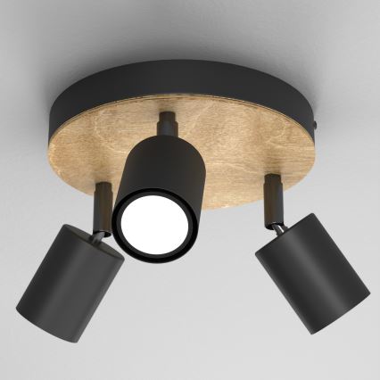 Foco TULON 3xGU10/8W/230V negro/roble
