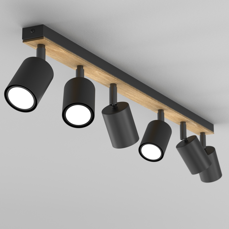 Foco TULON 6xGU10/8W/230V negro/roble