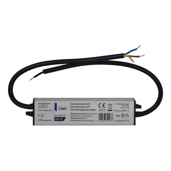 Fuente de alimentación conmutada para tiras LED 12W/12V IP67