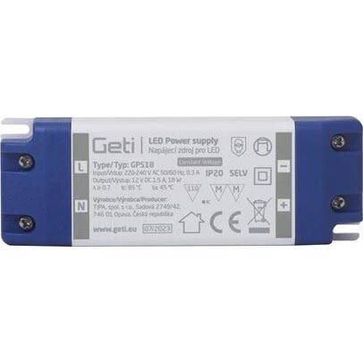 Fuente de alimentación conmutada para tiras LED 18W/12V IP20