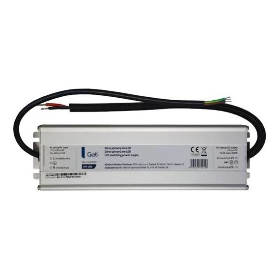 Fuente de alimentación conmutada para tiras LED 200W/12V IP67