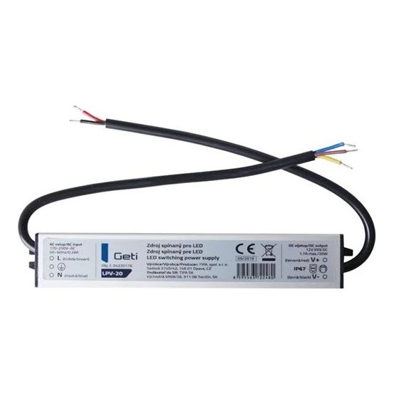 Fuente de alimentación conmutada para tiras LED 20W/12V IP67