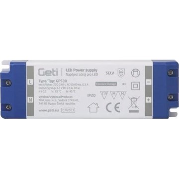 Fuente de alimentación conmutada para tiras LED 30W/12V IP20