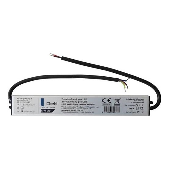 Fuente de alimentación conmutada para tiras LED 30W/12V IP67