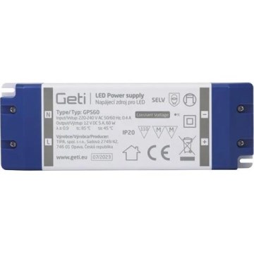 Fuente de alimentación conmutada para tiras LED 60W/12V IP20
