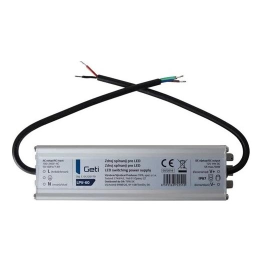 Fuente de alimentación conmutada para tiras LED 60W/12V IP67