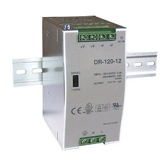 Fuente de alimentación industrial para riel DIN 120W/12V/230V