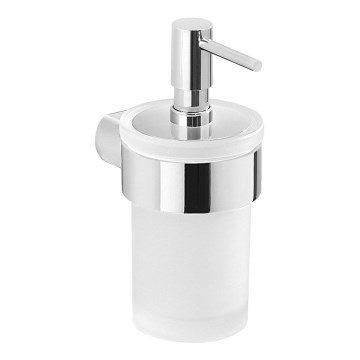 Gedy - Dispensador de jabón de pared PIRENEI 110 mm blanco leche tarros/cromo brillante