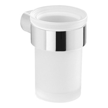 Gedy - Portacepillos de pared PIRENEI blanco leche tarros/cromo brillante