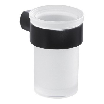 Gedy - Portacepillos de pared PIRENEI blanco leche tarros/negro