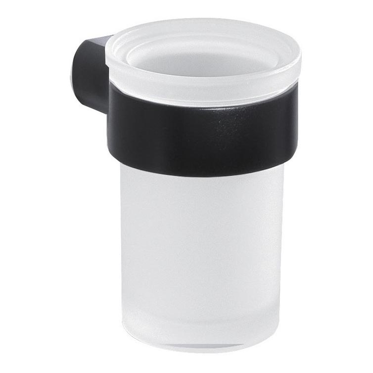 Gedy - Portacepillos de pared PIRENEI blanco leche tarros/negro