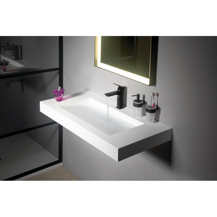 Gedy - Portacepillos de pared PIRENEI blanco leche tarros/negro