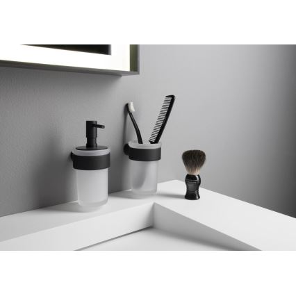 Gedy - Portacepillos de pared PIRENEI blanco leche tarros/negro