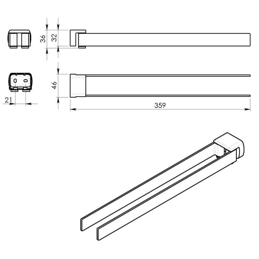 Gedy - Portatoallas giratorio de pared PIRENEI 36 cm negro mate