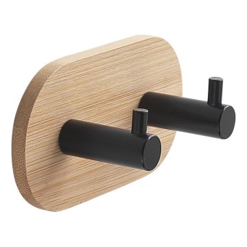Gedy - Toallero de pared autoadhesivo HIMALAYA negro/bambú