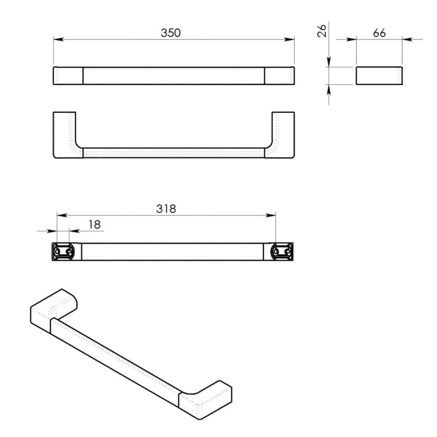 Gedy - Toallero de pared PIRENEI 6,6x35 cm mate negro