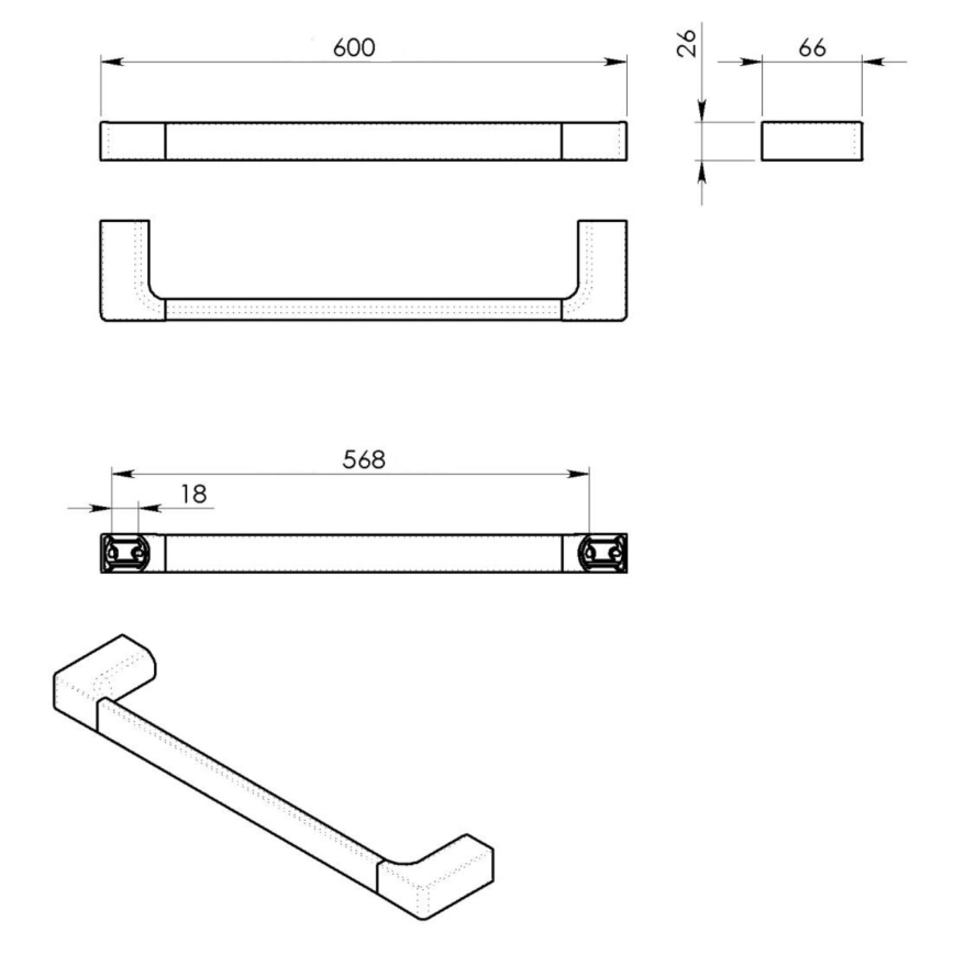 Gedy - Toallero de pared PIRENEI 6,6x60 cm mate negro