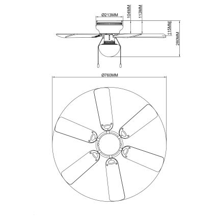 GLOBO - Ventilador de techo 1xE27/60W/230V