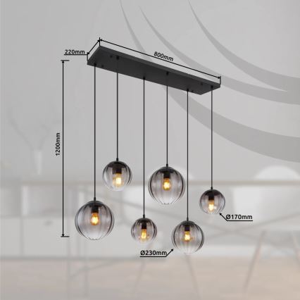 Globo - Lámpara colgante 6xE27/60W/230V