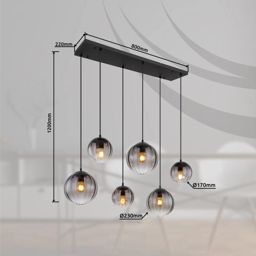 Globo - Lámpara colgante 6xE27/60W/230V