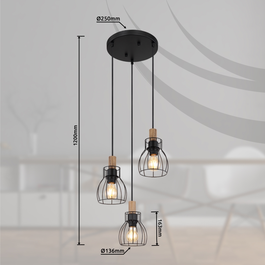 Globo - Lámpara colgante 3xE27/40W/230V