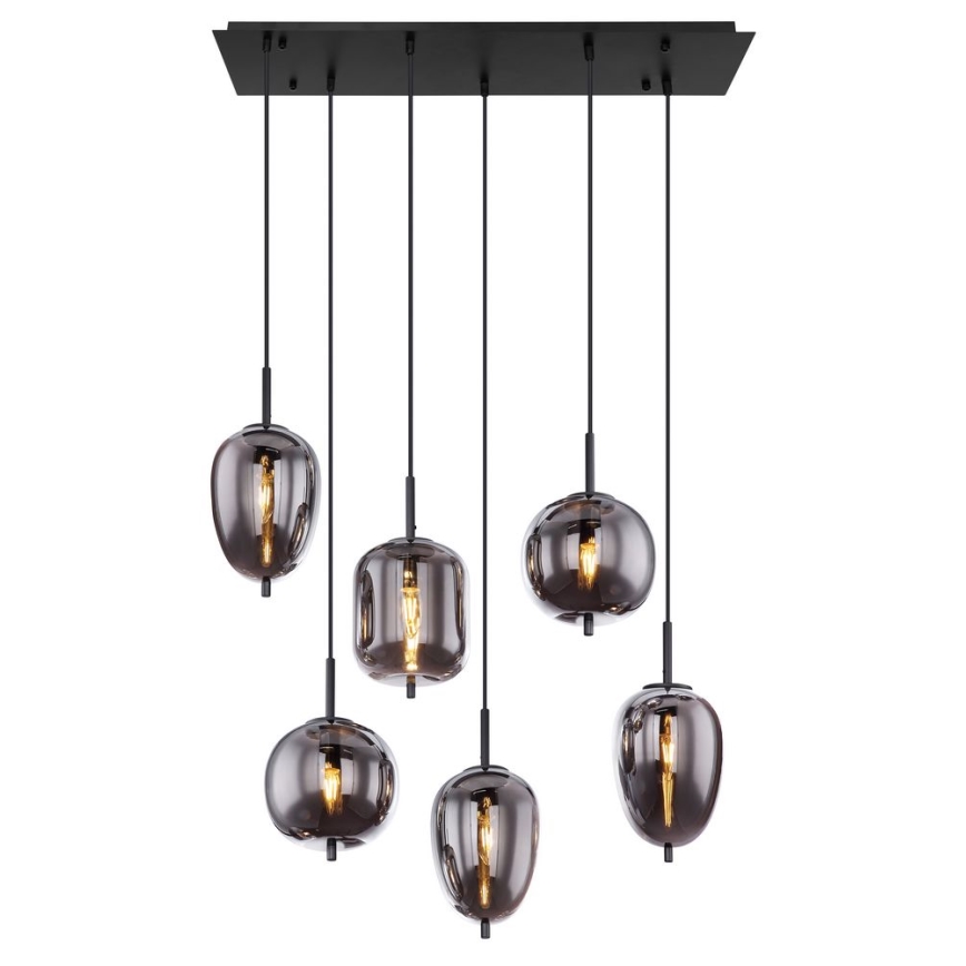 Globo - Lámpara colgante 6xE14/40W/230V negro