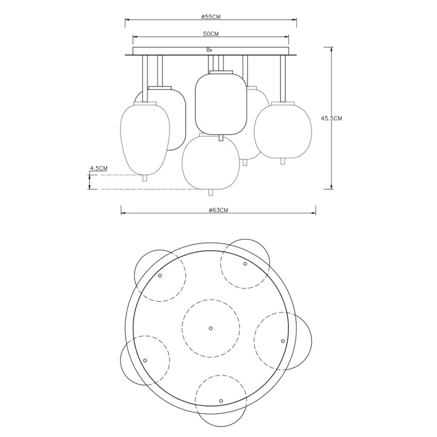 Globo - Lámpara de techo 6xE14/40W/230V latón