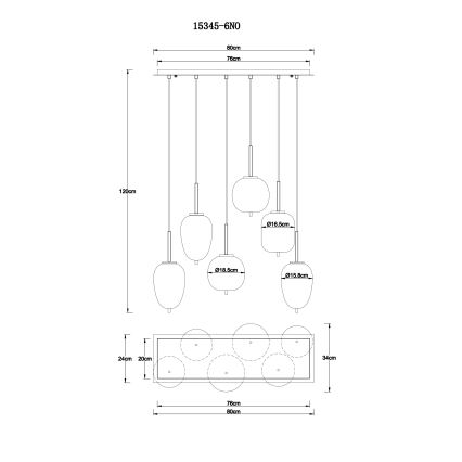 Globo - Lámpara colgante 6xE14/40W/230V cromo brillante