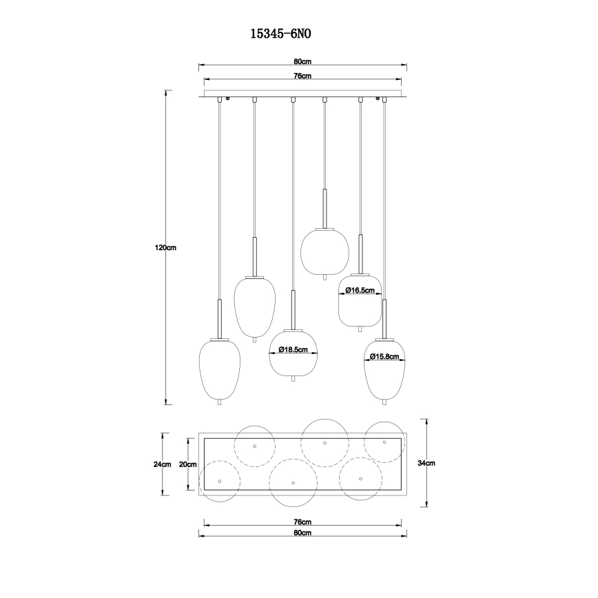 Globo - Lámpara colgante 6xE14/40W/230V cromo brillante