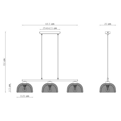 Globo - Lámpara colgante 3xE14/40W/230V