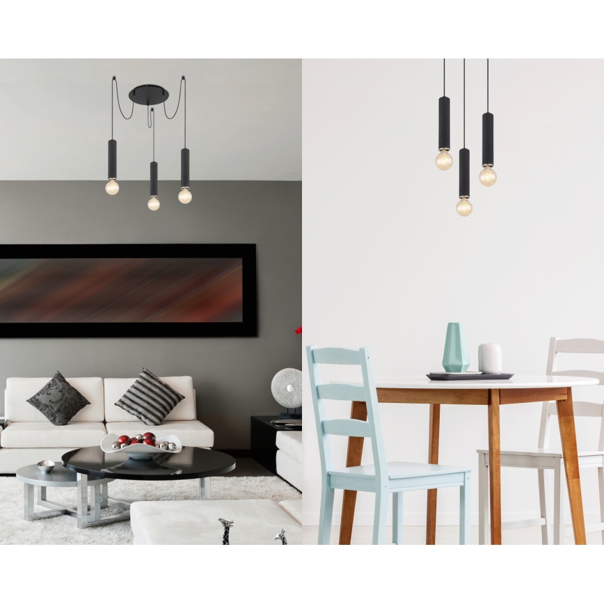 Globo - Lámpara colgante 3xE27/60W/230V madera negra